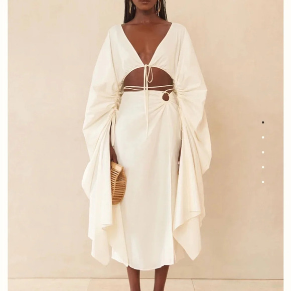 Cult Gaia Nell Ruched Cotton Blend Midi Skirt New NWT​​ - Picture 5 of 9